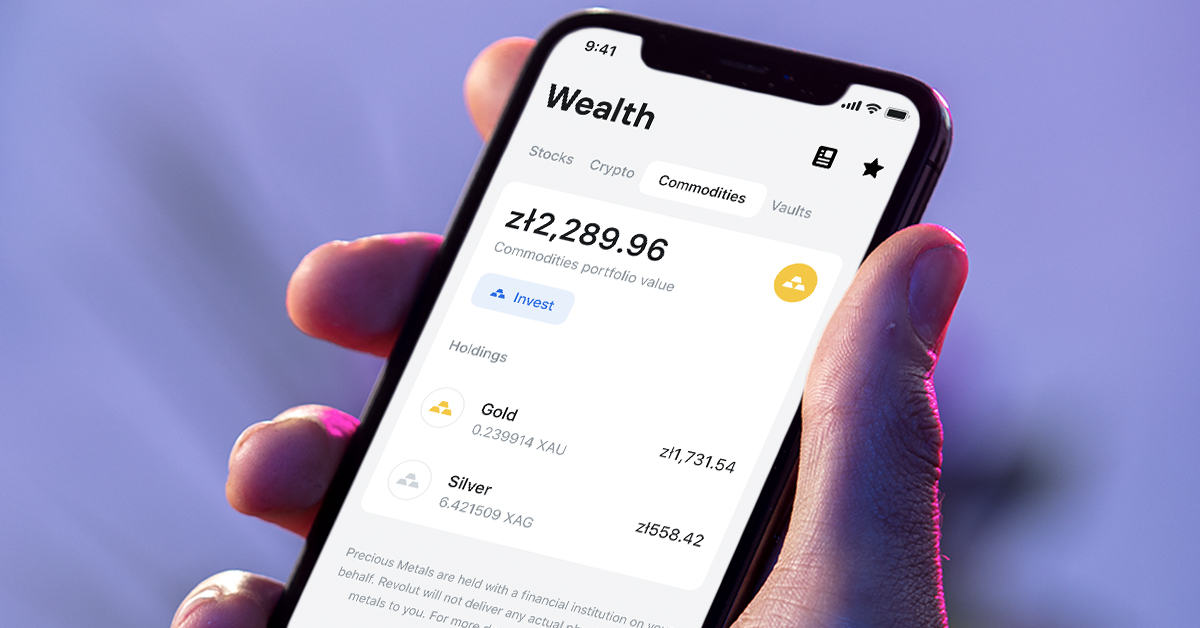 Revolut udostępnia ekspozycję na&nbsp;ceny srebra i&nbsp;złota
