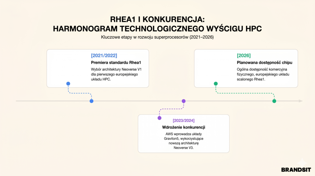 Spóźniona suwerenność. Europejski super-procesor Rhea1 wchodzi w fazę testów, ale rynkowy zegar tyka szybciej 1 RHEA1 - oś czasu